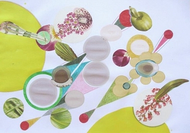 Ohne Titel, 2014 | Collage, Zeichnung und Salzlösung auf Papier	| 44 x 62 cm